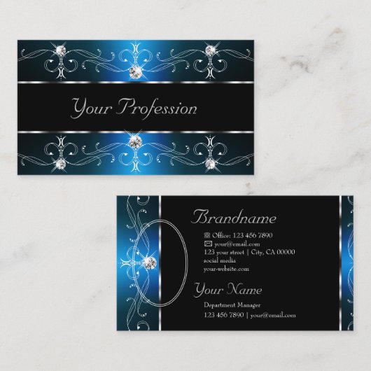 Carte De Visite Oeil attraper Turquoise noir frontières ornées ave (Devant / Derrière)