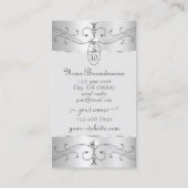 Carte De Visite Oeil Capture Argent Gris Ornat Ornat Monogramme (Dos)