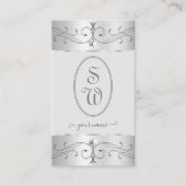 Carte De Visite Oeil Capture Argent Gris Ornat Ornat Monogramme (Devant)