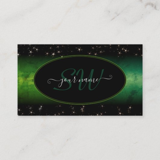 Carte De Visite Oeil Capture Vert Parties scintillant noire Étoile (Devant)