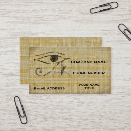 Carte De Visite Oeil de Horus - papyrus (Devant/Arrière en situation)