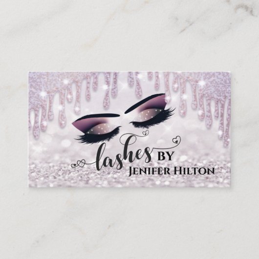 Carte De Visite Oeil de maquillage de luxe Glittery lashes calligr (Devant)