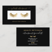 Carte De Visite Oeil d'or chic moderne élégance bordure noire (Devant / Derrière)