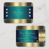 Carte De Visite OEil d'or et Turquoise avec Faux Rhinestones (Devant / Derrière)