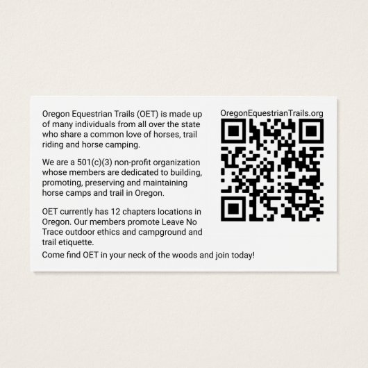 Carte de visite OET (Dos)