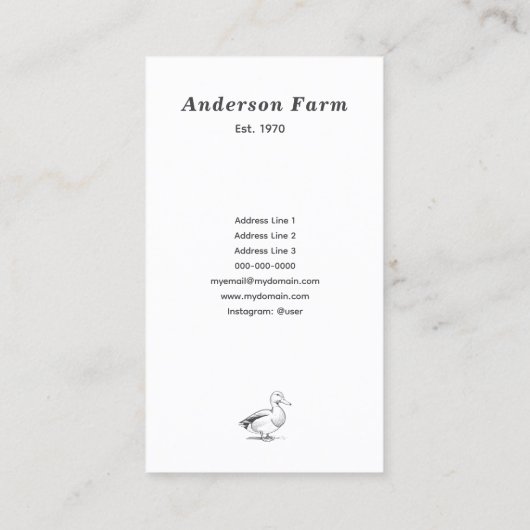 Carte De Visite OEufs de canard frais simples verticaux (Dos)