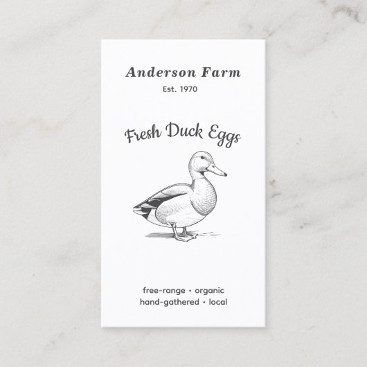 Carte De Visite OEufs de canard frais simples verticaux (Devant)