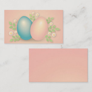 Carte De Visite OEufs de Pâques rose et bleu bébé et fleurs de pri
