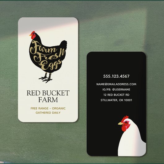 Carte De Visite Oeufs de poulet frais de ferme Rétro