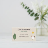 Carte De Visite Oeufs frais de ferme - Poulet, soleil et feuille (Debout devant)