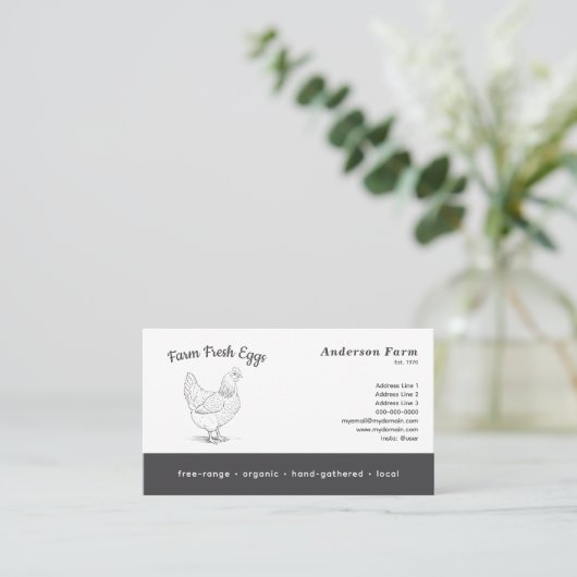 Carte De Visite Oeufs frais de ferme simples avec Hen (Debout devant)