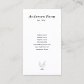 Carte De Visite Oeufs frais de ferme simples avec Hen vertical (Dos)