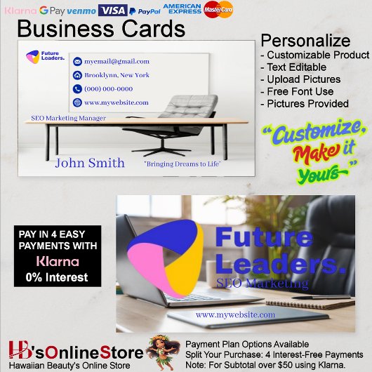 Carte De Visite Office Desk Moderne Futurs leaders SEO Marketing