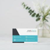 Carte De Visite Office Modern Turquoise Quatre Choix Logo Code QR (Debout devant)