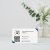 Carte De Visite Officielle QR Professionnel Moderne Marine Bleu En (Debout devant)