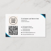 Carte De Visite Officielle QR Professionnel Moderne Marine Bleu En (Devant)