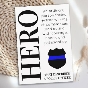 Carte De Visite Officier de police Hero Mince Ligne Bleue Merci