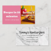 Carte De Visite Offre de remise de livraison de hamburger (Devant / Derrière)
