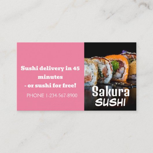 Carte De Visite Offre de remise de livraison de sushi (Devant)