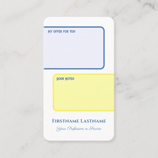 Carte De Visite Offre personnelle interactive et notes client (Devant)