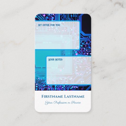 Carte De Visite Offre personnelle interactive et notes client neon (Devant)