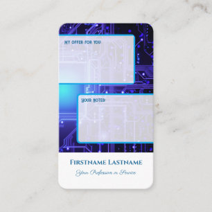 Carte De Visite Offre personnelle interactive et notes client neon