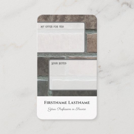 Carte De Visite Offre personnelle interactive notes client briques (Devant)
