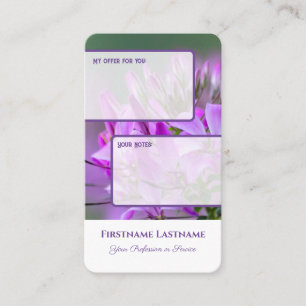 Carte De Visite Offre personnelle interactive notes client fleurs
