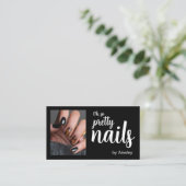 Carte De Visite Oh So Pretty Nail Artist Script Photo QR Code (Debout devant)