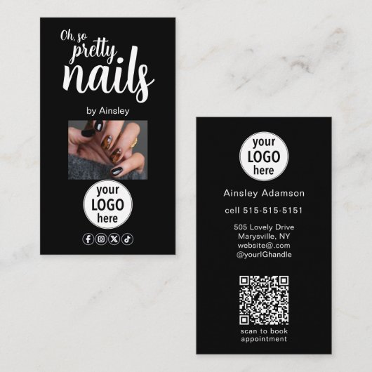 Carte De Visite Oh So Pretty Nails Logo QR Code Social (Devant / Derrière)