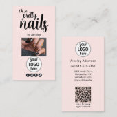 Carte De Visite Oh So Pretty Nails Pink Logo QR Code Social (Devant / Derrière)