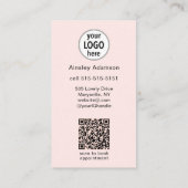 Carte De Visite Oh So Pretty Nails Rose Logo Code QR Social (Dos)