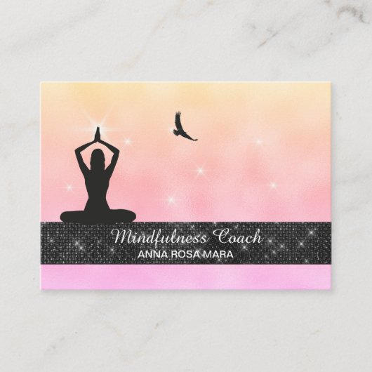 Carte De Visite *~* Oiseau Aigle Pastel Yoga Parties scintillant M (Devant)