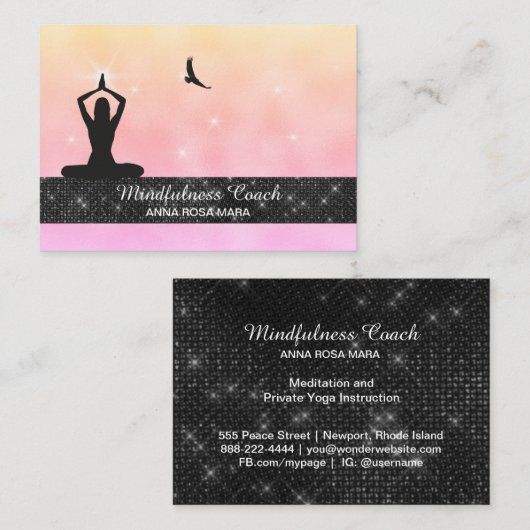 Carte De Visite *~* Oiseau Aigle Pastel Yoga Parties scintillant M (Devant / Derrière)