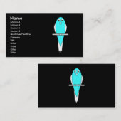 Carte De Visite Oiseau bleu et blanc. Perruche. Noir (Devant / Derrière)