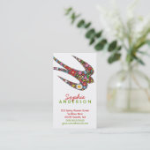 Carte De Visite Oiseau D'Avales Whimsical Et Fleurs De Printemps C (Debout devant)