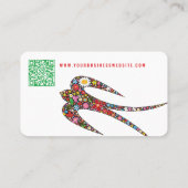 Carte De Visite Oiseau D'Avales Whimsical Et Fleurs De Printemps C (Dos)