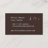 Carte De Visite Oiseau de chant sur le professeur de piano de (Dos)