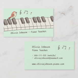 Carte De Visite Oiseau de chant sur le professeur de piano de