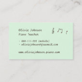 Carte De Visite Oiseau de chant sur le professeur de piano de (Dos)