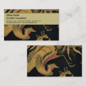 Carte De Visite Oiseau de coq d'or Classique japonais Antique (Devant / Derrière)
