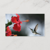 Carte De Visite Oiseau de Humming et Fleur Rouge (Dos)