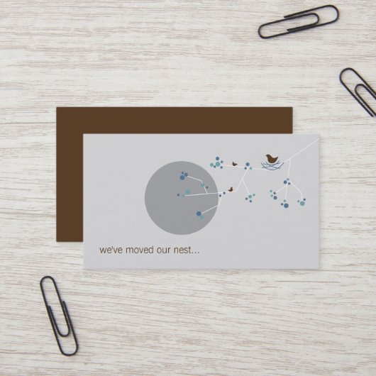 Carte De Visite Oiseau de nidification + Famille Bleu Personnalisé (Devant/Arrière en situation)