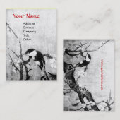 Carte De Visite OISEAU DE PRINTEMPS, noir et blanc rouge (Devant / Derrière)