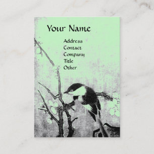 Carte De Visite OISEAU DE PRINTEMPS, noir, gris, vert