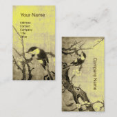 Carte De Visite OISEAU DE PRINTEMPS SUR FLEURS ARBRE Brown Jaune F (Devant / Derrière)