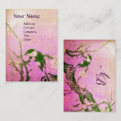 CARTE DE VISITE OISEAU DE PRINTEMPS SUR L'ARBRE FLEURIER ROSE MONO (Devant / Derrière)