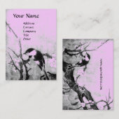 Carte De Visite OISEAU DE PRINTEMPS, violet rose (Devant / Derrière)