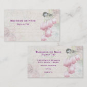 Carte De Visite Oiseau et fleurs avec écriture manuscrite Shabby V (Devant / Derrière)