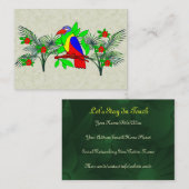 Carte De Visite Oiseau et fleurs tropicaux (Devant / Derrière)
